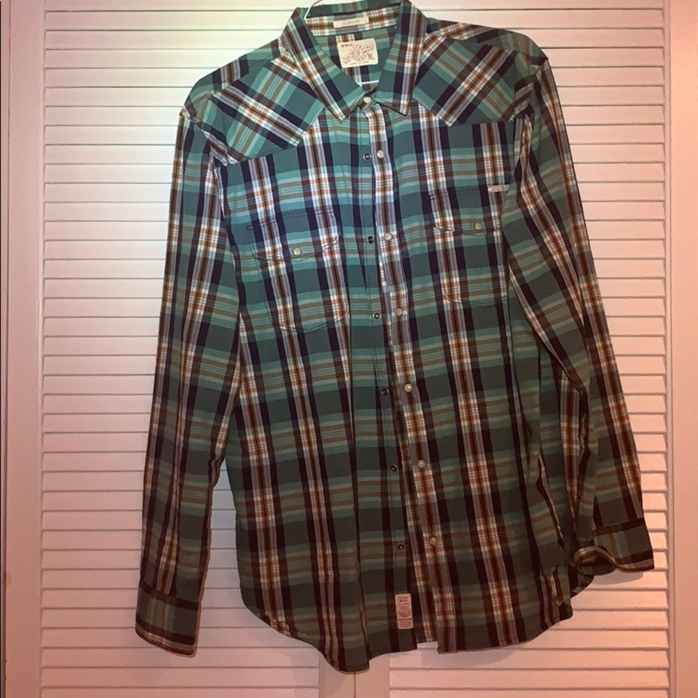 Green Men’s XL Lucky Brand Button Up
